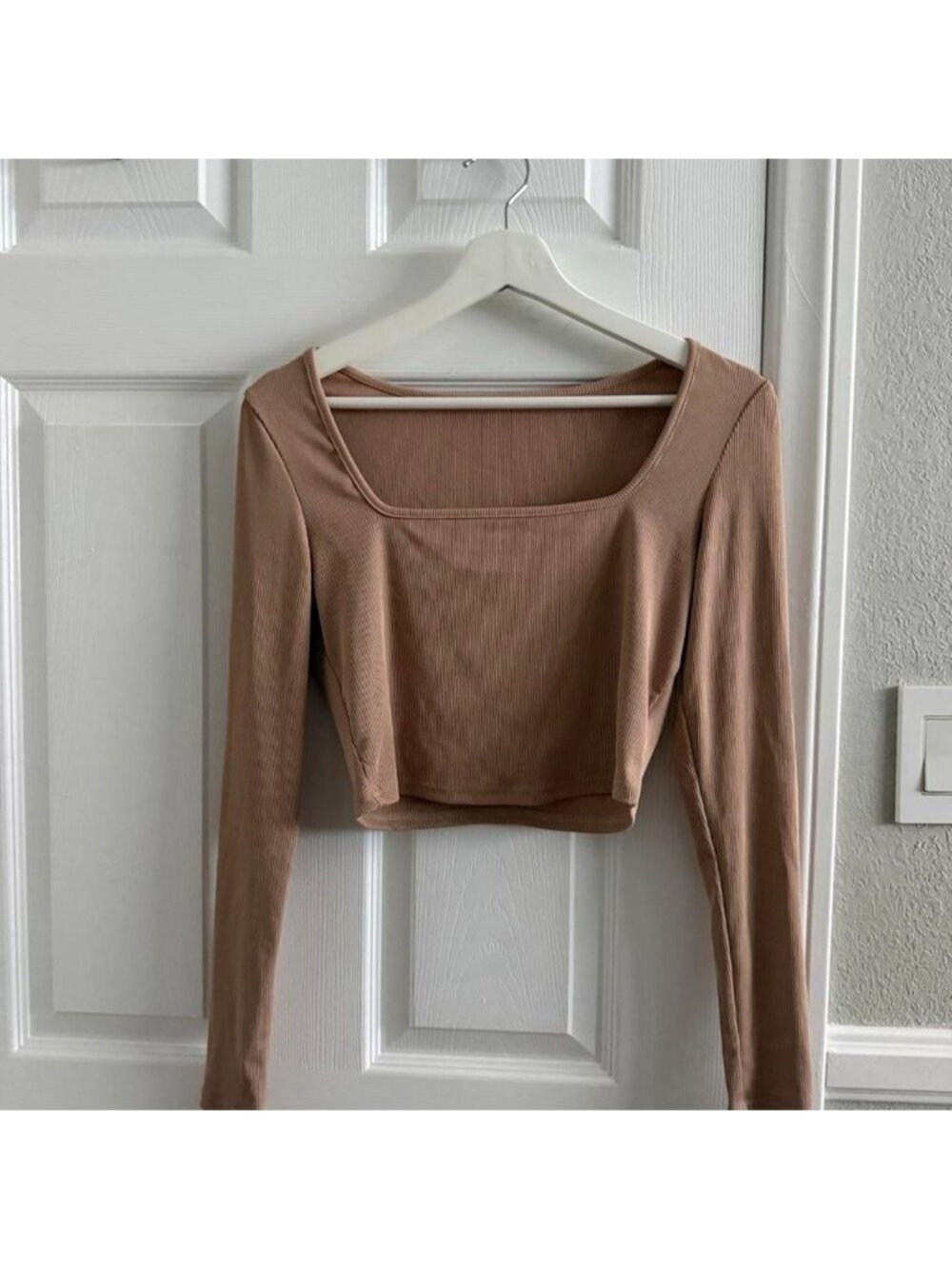 Beige Long Sleeve Crop top